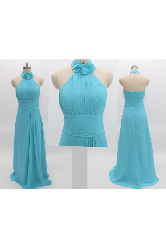 A-Line Halter Long Blue Chiffon Prom Evening Formal Bridesmaid Dresses ED011081 A-Line Halter Long Blue Chiffon Prom Evening Formal Bridesmaid Dresses ED011081