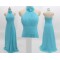 A-Line Halter Long Blue Chiffon Prom Evening Formal Bridesmaid Dresses ED011081