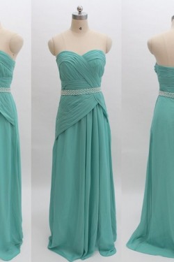 Sheath/Column Sweetheart Beaded Long Chiffon Prom Evening Formal Dresses ED011083