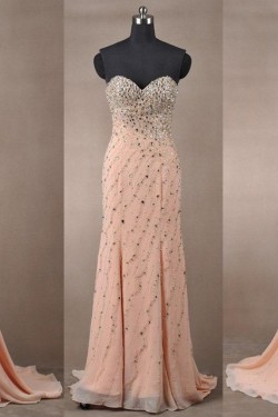 Beaded Sweetheart Long Chiffon Prom Evening Formal Dresses ED011084