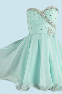 A-Line Sweetheart Beaded Short Chiffon Prom Evening Formal Dresses ED011085