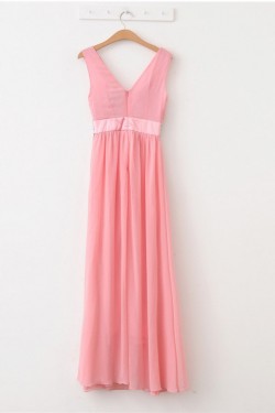 A-Line V-Neck Beaded Long Chiffon Prom Evening Formal Dresses ED011086