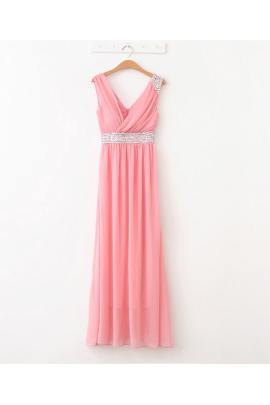 A-Line V-Neck Beaded Long Chiffon Prom Evening Formal Dresses ED011086 A-Line V-Neck Beaded Long Chiffon Prom Evening Formal Dresses ED011086