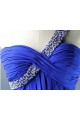 A-Line One-Shoulder Beaded Short Blue Chiffon Prom Evening Formal Dresses ED011087