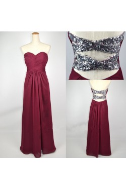 A-Line Sweetheart Long Chiffon Prom Evening Formal Dresses ED011089