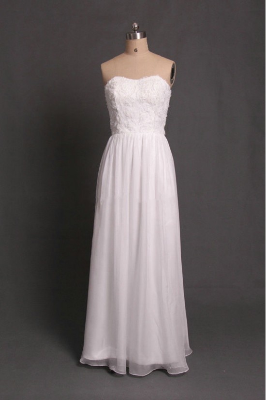A-Line Strapless Long White Chiffon Prom Evening Formal Dresses ED011093 A-Line Strapless Long White Chiffon Prom Evening Formal Dresses ED011093