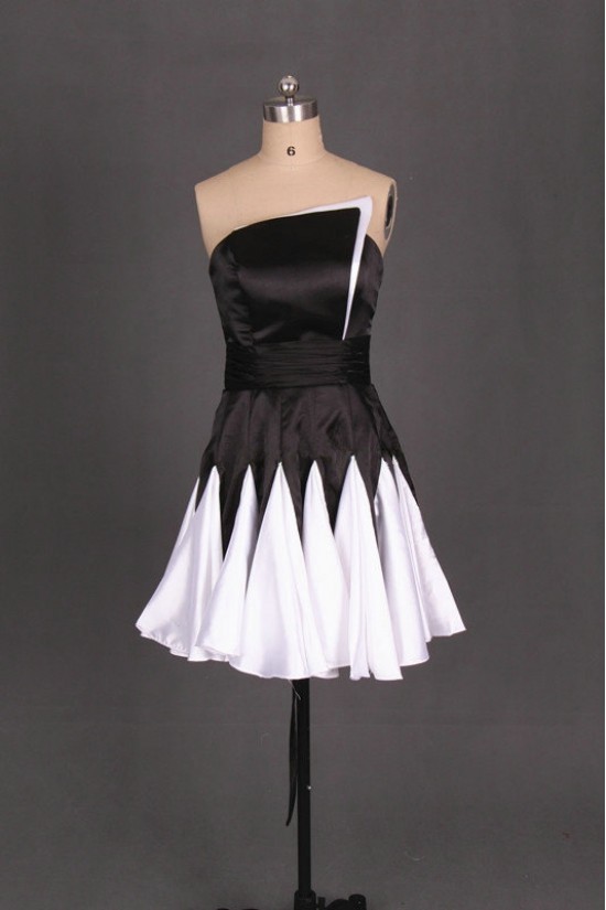 Short Black White Prom Evening Formal Dresses ED011095