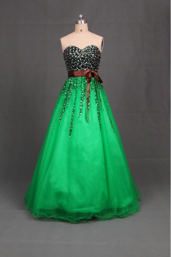 A-Line Sweetheart Beaded Black Green Long Prom Evening Formal Dresses ED011096 A-Line Sweetheart Beaded Black Green Long Prom Evening Formal Dresses ED011096