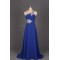 A-Line One-Shoulder Beaded Long Blue Chiffon Prom Evening Formal Dresses ED011098