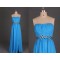 A-Line Strapless Beaded Long Blue Chiffon Prom Evening Formal Dresses ED011099
