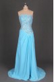A-Line Strapless Beaded Long Chiffon Prom Evening Formal Dresses ED011100
