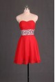 A-Line Sweetheart Beaded Short Red Chiffon Prom Evening Formal Dresses ED011106