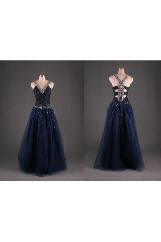 A-Line V-Neck Beaded Long Prom Evening Formal Dresses ED011110 A-Line V-Neck Beaded Long Prom Evening Formal Dresses ED011110