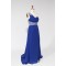 A-Line One-Shoulder Beaded Long Blue Chiffon Prom Evening Formal Dresses ED011111
