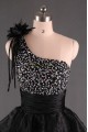 One-Shoulder Beaded Short Black Prom Evening Cocktail Dresses ED011112