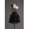 One-Shoulder Beaded Short Black Prom Evening Cocktail Dresses ED011112
