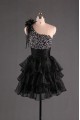 One-Shoulder Beaded Short Black Prom Evening Cocktail Dresses ED011112