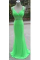 Trumpet/Mermaid Beaded Long Green Chiffon Prom Evening Formal Dresses ED011121