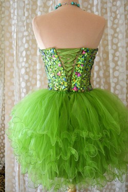 Short/Mini Sweetheart Beaded Tulle Cocktail Dresses ED011122