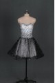 A-Line Sweetheart Beaded Black White Prom Evening Formal Dresses ED011123