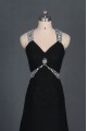 A-Line V-Neck Beaded Long Black Chiffon Prom Evening Formal Dresses ED011124