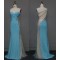 Sheath One-Shoulder Beaded Long Blue Chiffon Prom Evening Formal Dresses ED011125