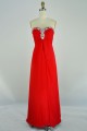 A-Line Sweetheart Beaded Long Red Chiffon Prom Evening Formal Dresses ED011132