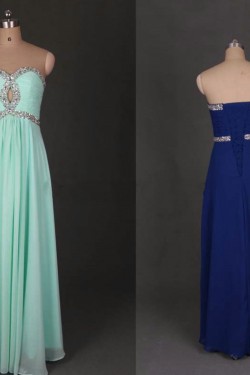 A-Line Sweetheart Beaded Long Chiffon Prom Evening Formal Dresses ED011135