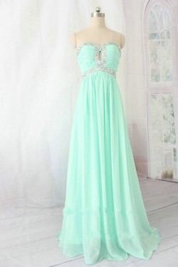 A-Line Sweetheart Beaded Long Chiffon Prom Evening Formal Dresses ED011135