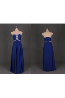 A-Line Sweetheart Beaded Long Blue Chiffon Prom Evening Formal Dresses ED011136