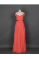 A-Line Cap-Sleeve Beaded Long Chiffon Prom Evening Formal Dresses ED011142
