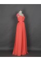A-Line Cap-Sleeve Beaded Long Chiffon Prom Evening Formal Dresses ED011142