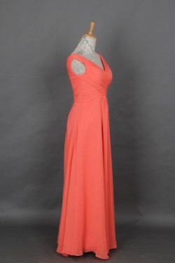 A-Line V-Neck Long Chiffon Prom Evening Formal Dresses ED011146