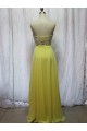 A-Line Sweetheart Beaded Long Yellow Chiffon Prom Evening Formal Dresses ED011147