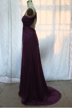 Empire One-Shoulder Beaded Long Chiffon Prom Evening Formal Dresses ED011149