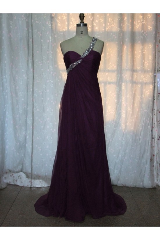 Empire One-Shoulder Beaded Long Chiffon Prom Evening Formal Dresses ED011149 Empire One-Shoulder Beaded Long Chiffon Prom Evening Formal Dresses ED011149