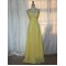 A-Line One-Shoulder Beaded Long Yellow Chiffon Prom Evening Formal Dresses ED011150