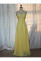 A-Line One-Shoulder Beaded Long Yellow Chiffon Prom Evening Formal Dresses ED011150
