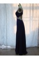 Sheath Beaded Long Blue Chiffon Prom Evening Formal Dresses ED011151