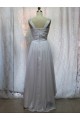 A-Line V-Neck Beaded Long White Chiffon Prom Evening Formal Dresses ED011152