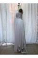 A-Line V-Neck Beaded Long White Chiffon Prom Evening Formal Dresses ED011152