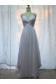 A-Line V-Neck Beaded Long White Chiffon Prom Evening Formal Dresses ED011152
