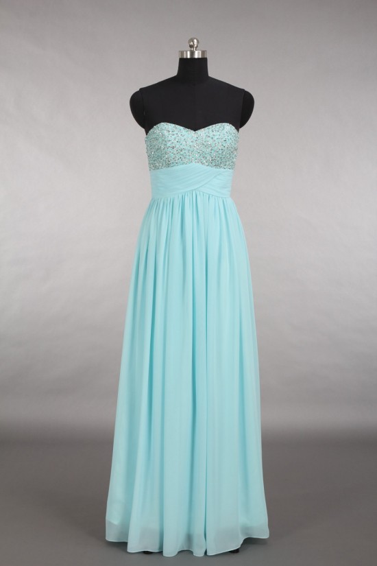 A-Line Sweetheart Beaded Long Chiffon Prom Evening Formal Dresses ED011153