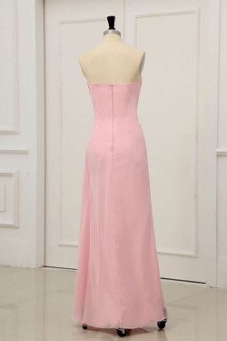 Split-Front Sweetheart Beaded Long Pink Chiffon Prom Evening Formal Dresses ED011156
