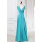 A-Line V-Neck Cap-Sleeve Beaded Long Lace and Chiffon Prom Evening Formal Dresses ED011158