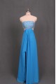 A-Line Sweetheart Beaded Long Blue Chiffon Prom Evening Formal Dresses ED011159