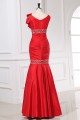 Trumpet/Mermaid One-Shoulder Beaded Long Red Prom Evening Formal Dresses ED011161