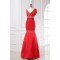 Trumpet/Mermaid One-Shoulder Beaded Long Red Prom Evening Formal Dresses ED011161