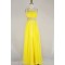 A-Line One-Shoulder Beaded Long Yellow Chiffon Prom Evening Formal Dresses ED011165