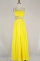 A-Line One-Shoulder Beaded Long Yellow Chiffon Prom Evening Formal Dresses ED011165